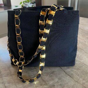 Ferragamo *LOW START* Navy Blue Grosgrain Vara Bag